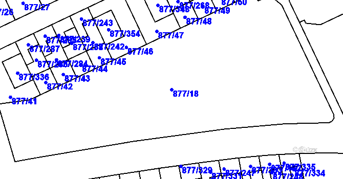 Parcela st. 877/18 v KÚ Hostavice, Katastrální mapa