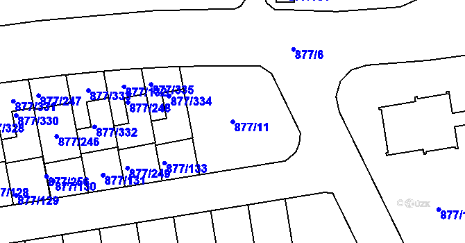 Parcela st. 877/11 v KÚ Hostavice, Katastrální mapa