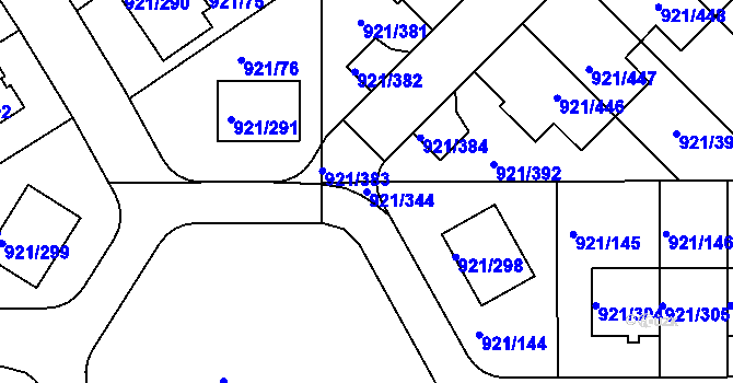 Parcela st. 921/344 v KÚ Hostavice, Katastrální mapa