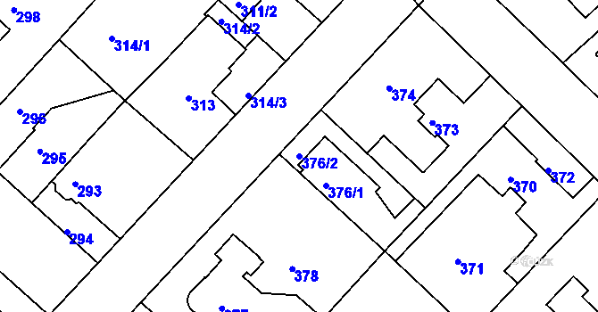 Parcela st. 376/2 v KÚ Hostavice, Katastrální mapa