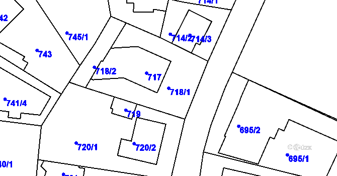 Parcela st. 718/1 v KÚ Hostavice, Katastrální mapa