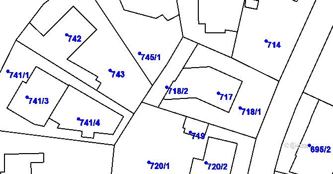 Parcela st. 718/2 v KÚ Hostavice, Katastrální mapa