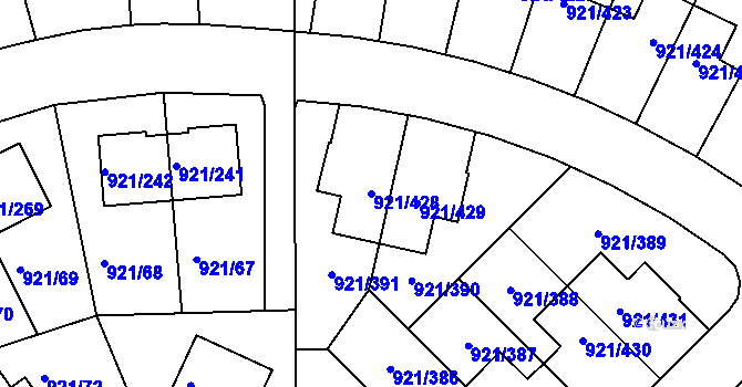 Parcela st. 921/428 v KÚ Hostavice, Katastrální mapa