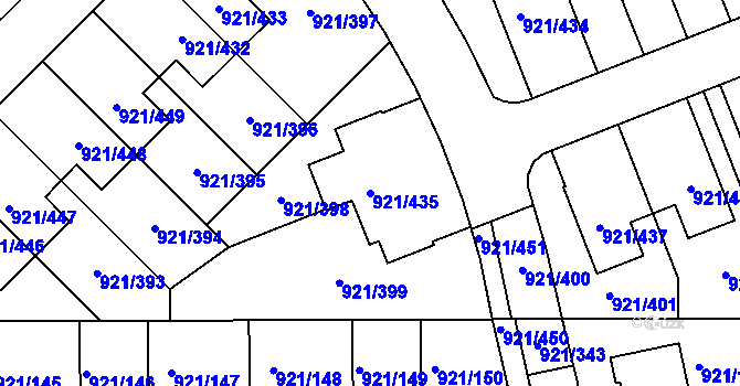 Parcela st. 921/435 v KÚ Hostavice, Katastrální mapa