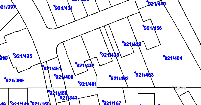 Parcela st. 921/438 v KÚ Hostavice, Katastrální mapa