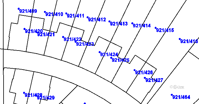Parcela st. 921/424 v KÚ Hostavice, Katastrální mapa