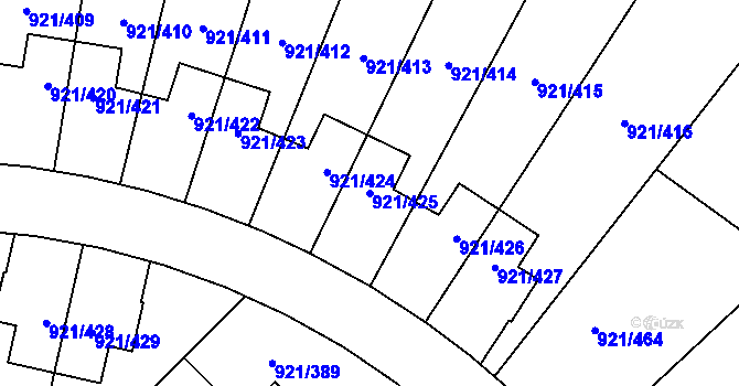 Parcela st. 921/425 v KÚ Hostavice, Katastrální mapa