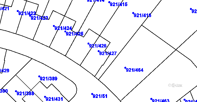 Parcela st. 921/427 v KÚ Hostavice, Katastrální mapa