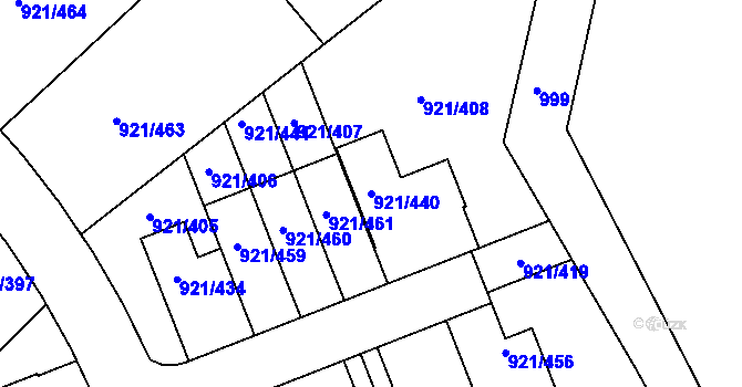 Parcela st. 921/440 v KÚ Hostavice, Katastrální mapa