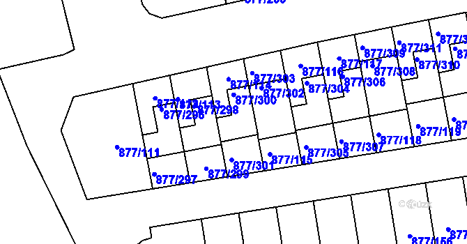 Parcela st. 877/114 v KÚ Hostavice, Katastrální mapa