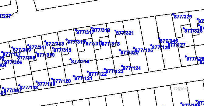 Parcela st. 877/123 v KÚ Hostavice, Katastrální mapa