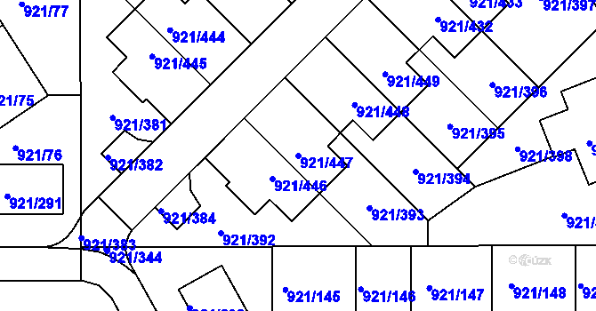 Parcela st. 921/447 v KÚ Hostavice, Katastrální mapa
