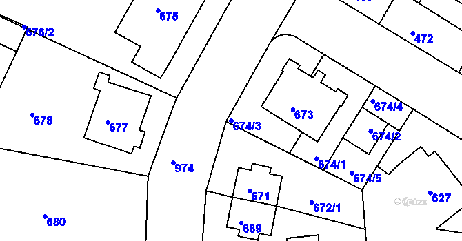 Parcela st. 674/3 v KÚ Hostavice, Katastrální mapa