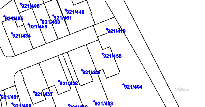 Parcela st. 921/456 v KÚ Hostavice, Katastrální mapa