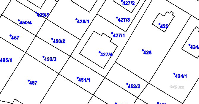 Parcela st. 427/4 v KÚ Hostavice, Katastrální mapa