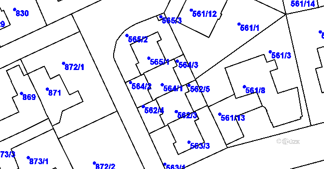 Parcela st. 564/1 v KÚ Hostavice, Katastrální mapa