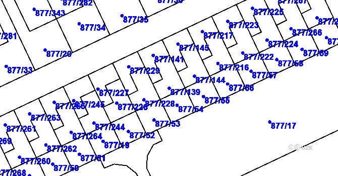 Parcela st. 877/139 v KÚ Hostavice, Katastrální mapa