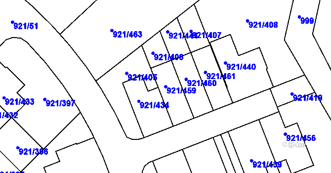 Parcela st. 921/459 v KÚ Hostavice, Katastrální mapa