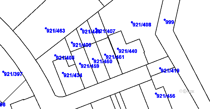 Parcela st. 921/461 v KÚ Hostavice, Katastrální mapa