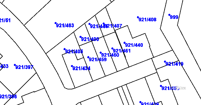 Parcela st. 921/460 v KÚ Hostavice, Katastrální mapa