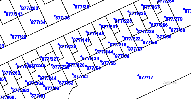 Parcela st. 877/144 v KÚ Hostavice, Katastrální mapa