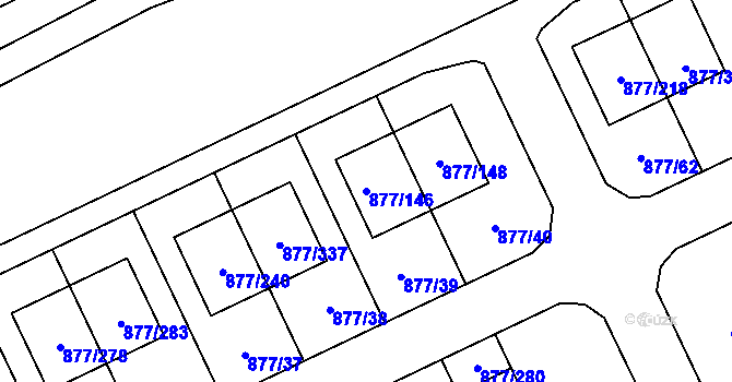 Parcela st. 877/146 v KÚ Hostavice, Katastrální mapa