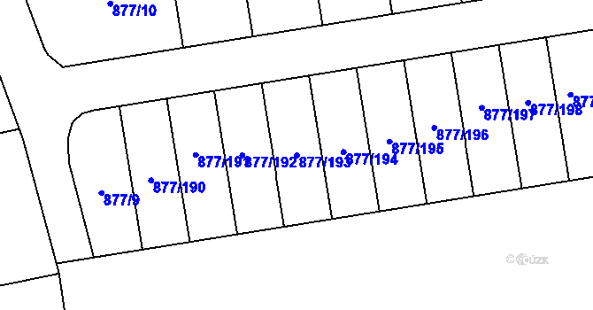 Parcela st. 877/193 v KÚ Hostavice, Katastrální mapa