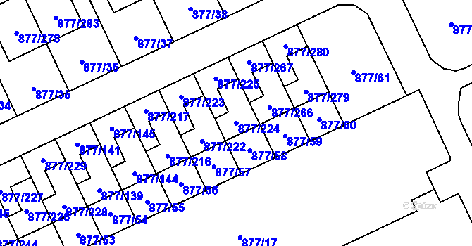 Parcela st. 877/224 v KÚ Hostavice, Katastrální mapa