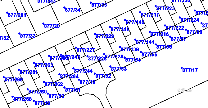 Parcela st. 877/228 v KÚ Hostavice, Katastrální mapa