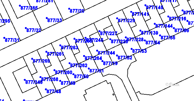 Parcela st. 877/244 v KÚ Hostavice, Katastrální mapa