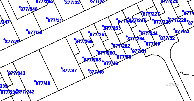 Parcela st. 877/260 v KÚ Hostavice, Katastrální mapa