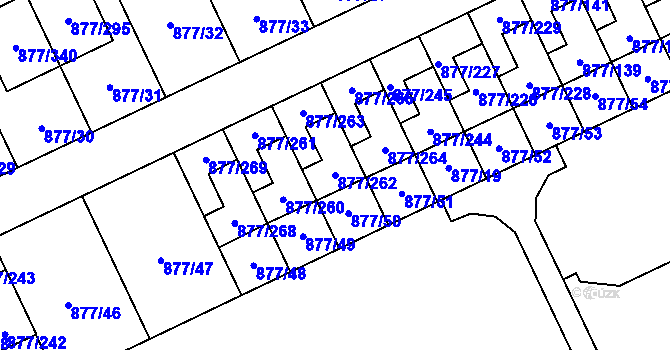 Parcela st. 877/262 v KÚ Hostavice, Katastrální mapa