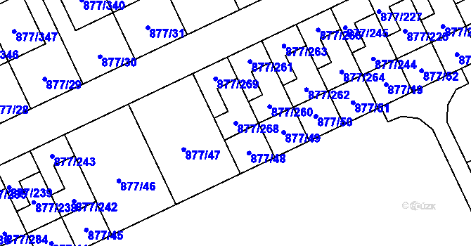 Parcela st. 877/268 v KÚ Hostavice, Katastrální mapa