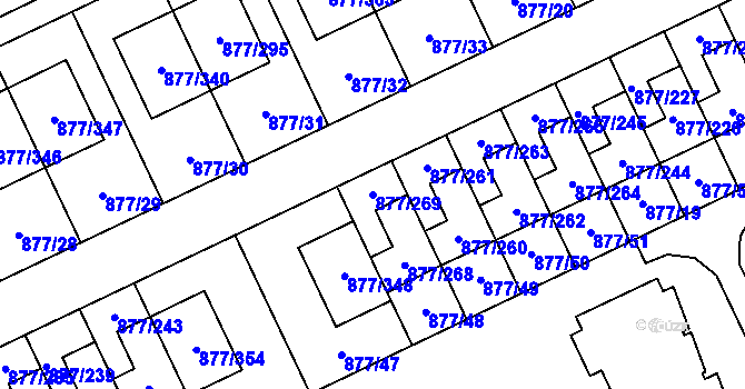 Parcela st. 877/269 v KÚ Hostavice, Katastrální mapa
