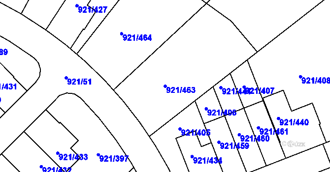 Parcela st. 921/463 v KÚ Hostavice, Katastrální mapa