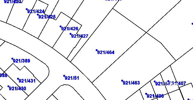 Parcela st. 921/464 v KÚ Hostavice, Katastrální mapa