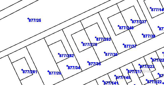 Parcela st. 877/278 v KÚ Hostavice, Katastrální mapa