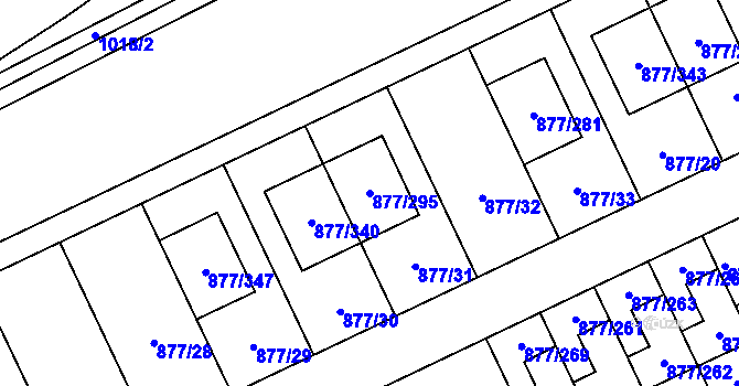 Parcela st. 877/295 v KÚ Hostavice, Katastrální mapa