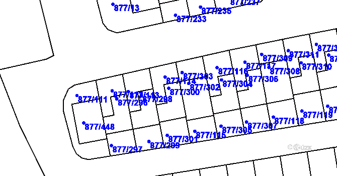 Parcela st. 877/300 v KÚ Hostavice, Katastrální mapa