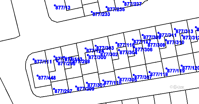 Parcela st. 877/302 v KÚ Hostavice, Katastrální mapa