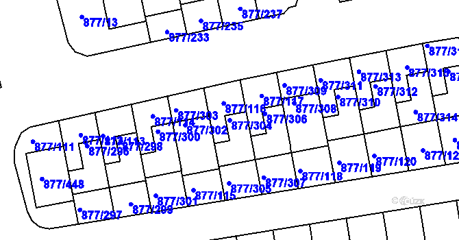 Parcela st. 877/304 v KÚ Hostavice, Katastrální mapa