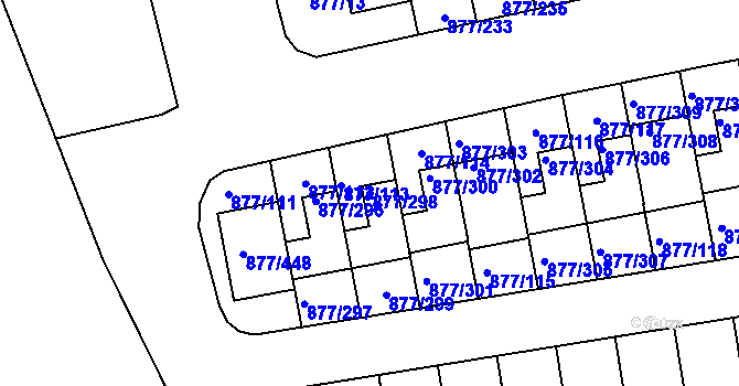 Parcela st. 877/298 v KÚ Hostavice, Katastrální mapa