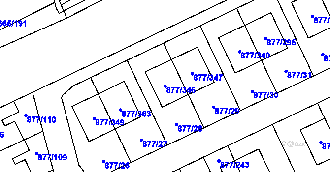 Parcela st. 877/346 v KÚ Hostavice, Katastrální mapa