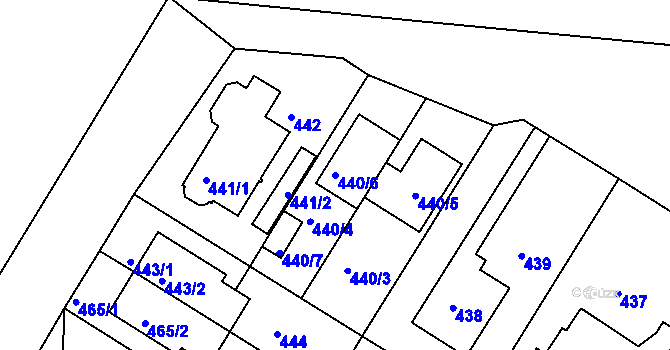 Parcela st. 440/6 v KÚ Hostavice, Katastrální mapa