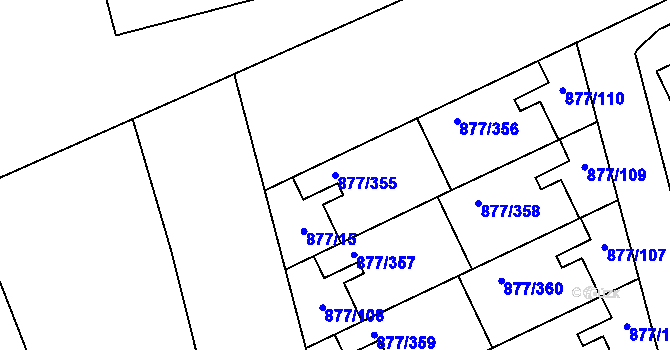 Parcela st. 877/355 v KÚ Hostavice, Katastrální mapa