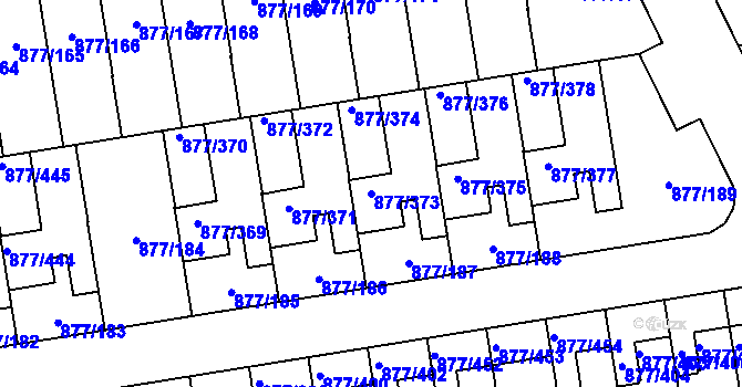 Parcela st. 877/373 v KÚ Hostavice, Katastrální mapa