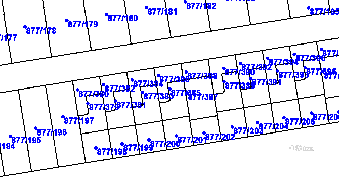 Parcela st. 877/385 v KÚ Hostavice, Katastrální mapa
