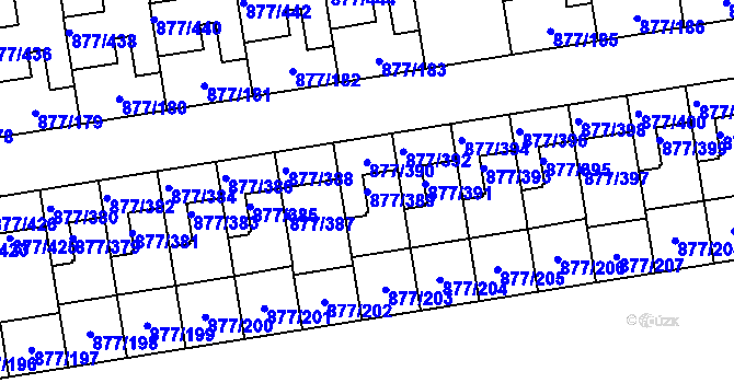 Parcela st. 877/389 v KÚ Hostavice, Katastrální mapa