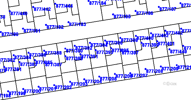 Parcela st. 877/393 v KÚ Hostavice, Katastrální mapa
