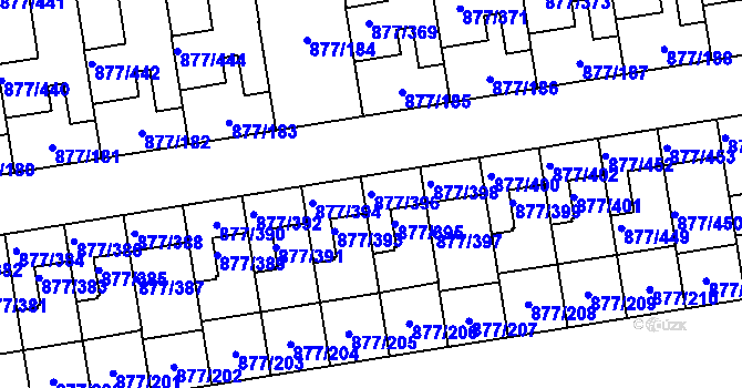Parcela st. 877/396 v KÚ Hostavice, Katastrální mapa